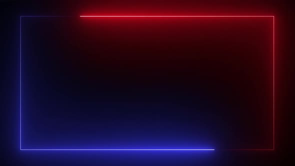 Red and blue neon effect rectangle frame line seamless looping video