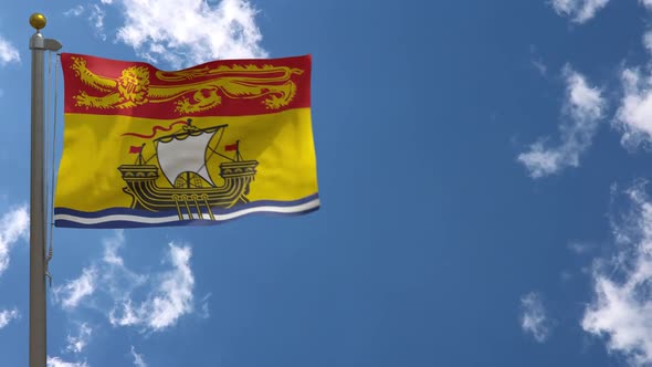 New Brunswick Flag (Canada) On Flagpole alt