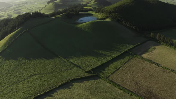 Aerial view of Lagoa das Eguas, Azores, Portugal. alt