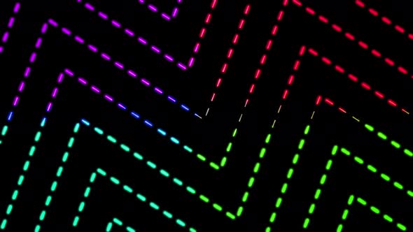 Wavy colorful dash line motion background. Abstract colorful neon glowing geometric dash line. A 150