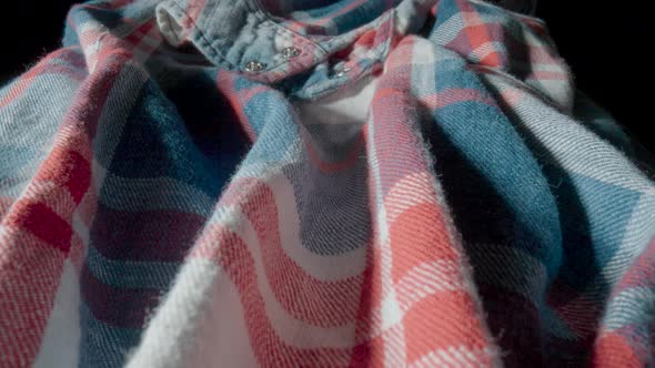 Warm Woolen Plaid Shirt Background in Macro alt