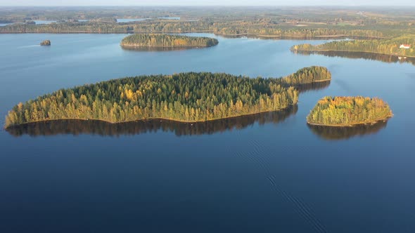 An Aerial View of the Island Trees in Lake Saimaa in Finland