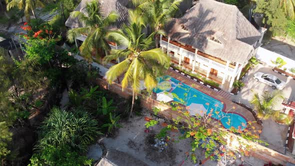 Aerial View African Tropical Beach Resort ThatchedRoof Hotels Pools Zanzibar alt