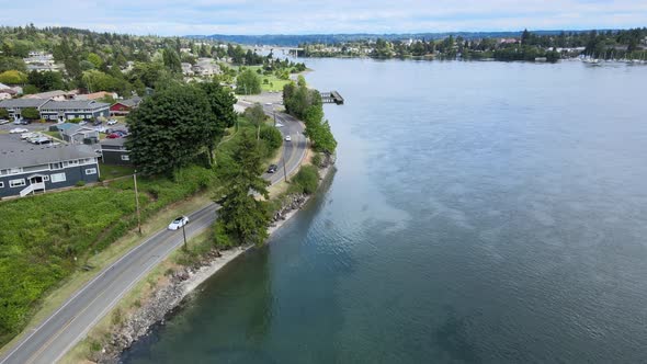 Tracyton Beach RD NW Sunny Day Aerial Drone Lions Park Bremerton Kitsap County Washington State PNW alt