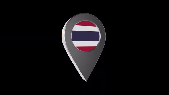 3d Animation Map Pointer With Thailand Flag With Alpha Channel - 2K alt