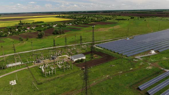 Landscape of a Beautiful Field with Solar Panels on It, Solar Energy,  alt