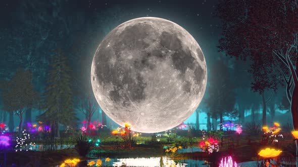 Fantasy Moon Forest VJ Loop Motion Background alt