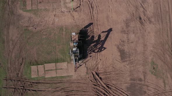 A Big Oil Derrick in Work Aerial Video 