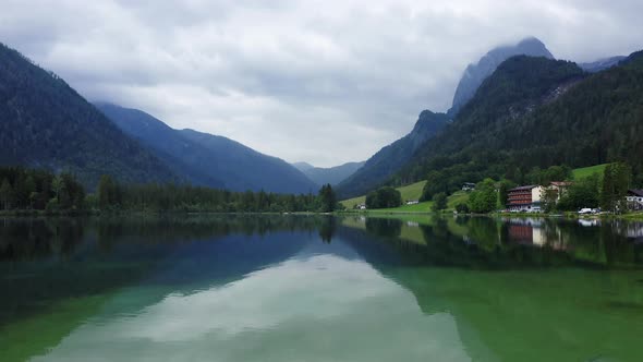 Aerial Fly Over Hintersee Lake alt