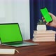 Man Student Using Smartphone and Laptop with Chroma Key Closeup - VideoHive Item for Sale