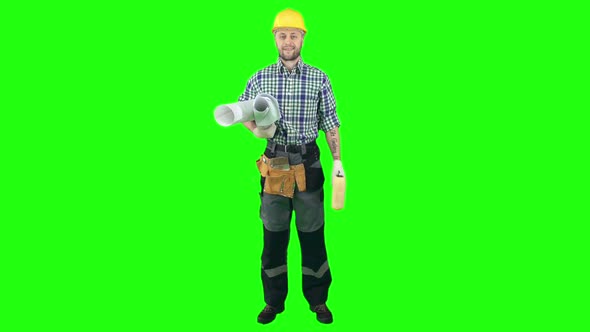 Workman with Blueprints alt