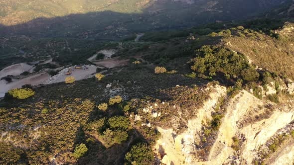 Aerial View of a Gypsum Quarry Mine on the Coast of Crete, Greece