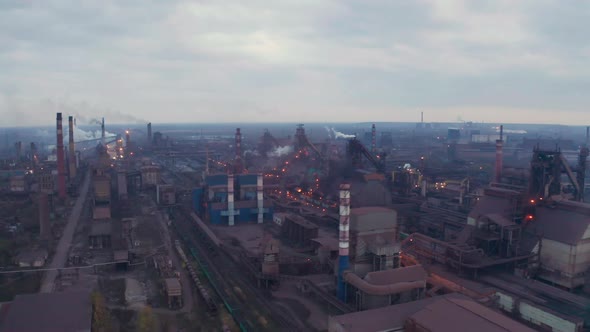 Emission To Atmosphere From Industrial Pipes. Smokestack Pipes Shooted with Dron alt