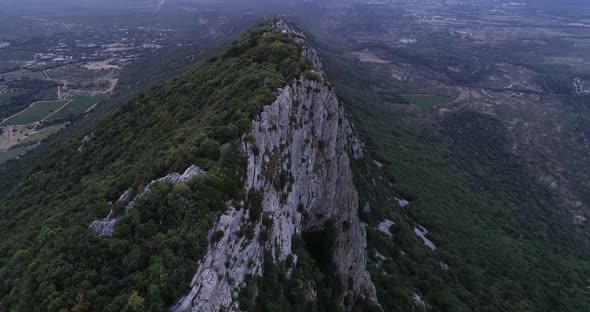 Sunset Aerial View of the Pic St Loup in Occitanie South of France alt