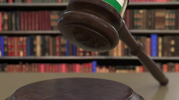 Flag of Jordan on Falling Judges Gavel in Court alt