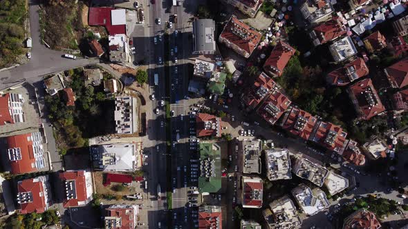 Top Down Aerial Drone View of Densely Populated City alt