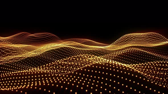 Animation Abstract Digital Yellow Particles Wave