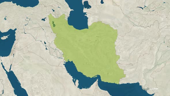 Zoom in to the Map of Iran with Text Textless and with Flag alt