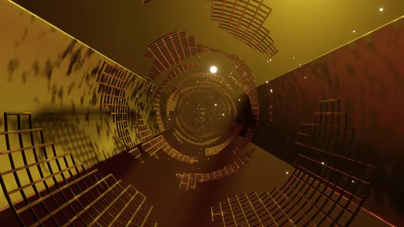 Abstract Endless Sci Fi Tunnel Visual With Wireframes Seamlessly Looped