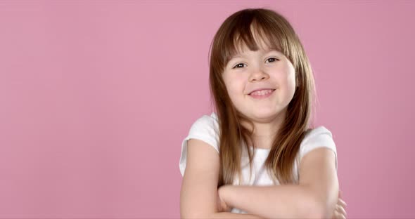 Adorable 6 Year Old Cute Blonde Girl Posing Isolated in Studio alt
