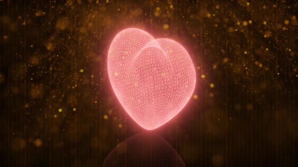 3d Red heart particle background