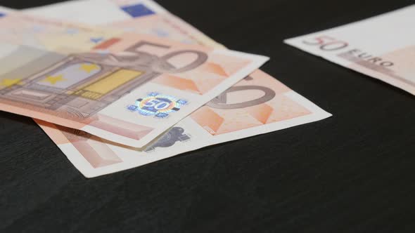 Euro paper money counting  in different values in 4K 3840X2160 UHD footage - Lot of European Union b alt