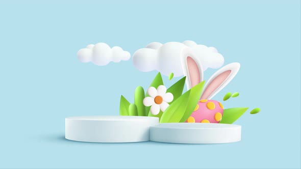 Cartoon Podium Easter Background