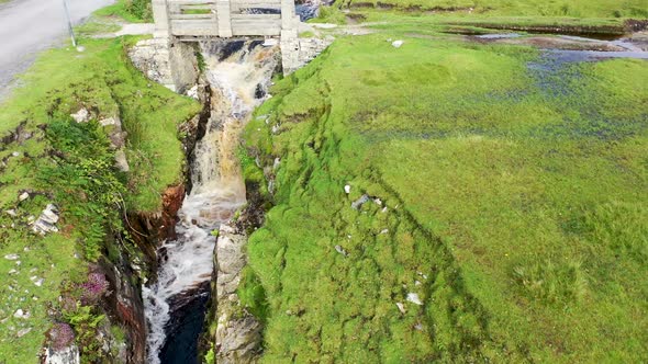 Waterfall at An Port Between Ardara and Glencolumbkille in County Donegal  Ireland alt