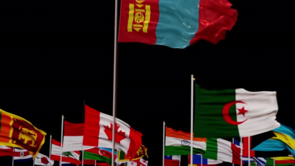 Mongolia Flag With World Flags In Alpha Channel