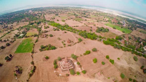 Flying Over Temples in Bagan Myanmar (Burma) alt
