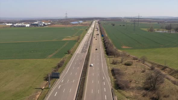 Aerial Drone Hyperlapse of Busy Highway Traffic on German Autobahn Multi Lane Road Hyper Lapse Time alt