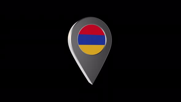 3d Animation Map Navigation Pointer With Armenia Flag With Alpha Channel - 4K alt