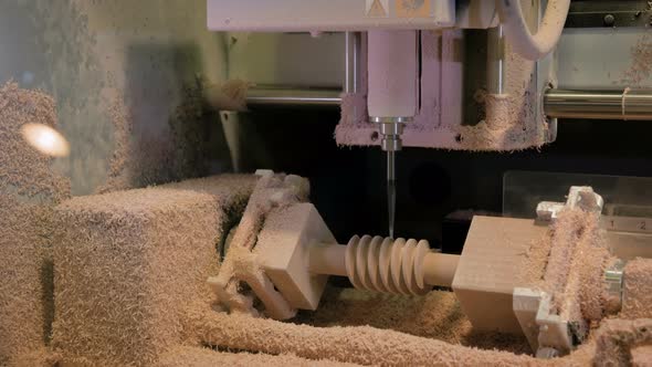 CNC Engraving Milling Machine During Work