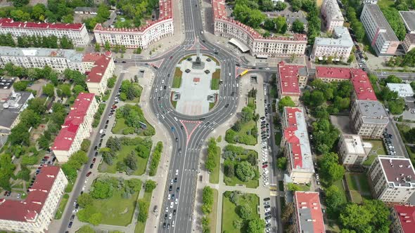 Top View of Victory Square in Minsk.Bird's-eye View of the City of Minsk and Victory square.Belarus. alt