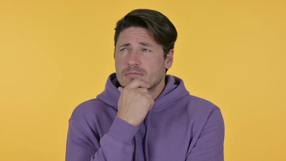 Man Thinking Getting Idea Yellow Background alt