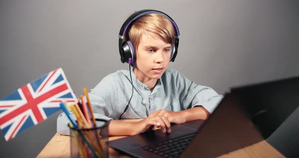 Boy on Online English Lesson