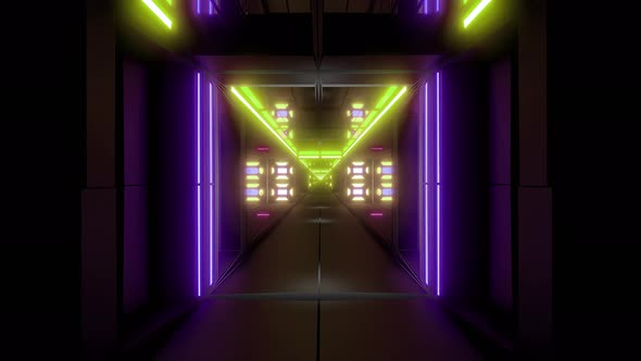 Rotating space tunnel corridor, VJ loop, endless 3d illustration, seamless looping,