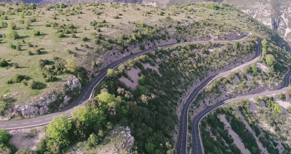 Aerial Panoramic View of Serpentine Road in the South of France