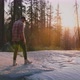 Back View of Free Young Man Stepping Into Small Water Stream Enjoying Amazing Sunset Hike - VideoHive Item for Sale