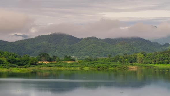 Fog over mountains with sun light In the beautiful time of the morning, alt