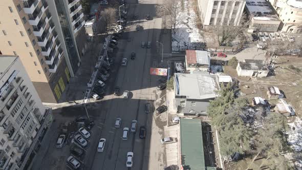 Tbilisi, Georgia - March 3 2021: Flying over Vaja Pshavela Avenue alt