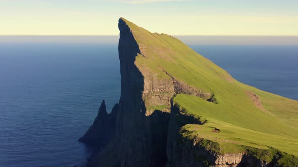 Drone Shot Of Mylingur Mountain On Streymoy Island alt