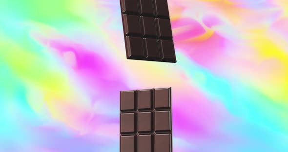 Minimal animation design. 3d chocolate on gradient space.