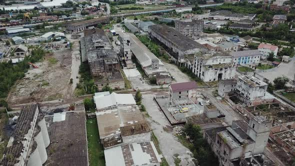 Aerial View of an Abandoned Industrial Plant.  alt