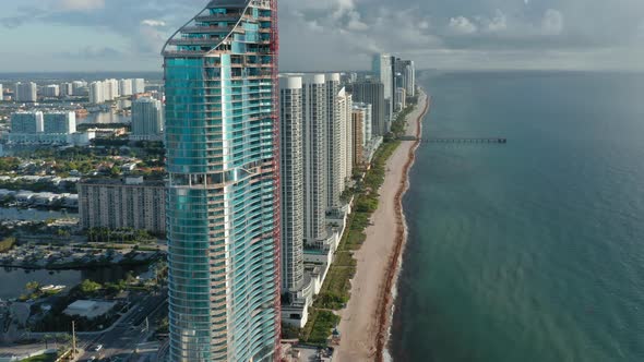 Beautiful Atlantic Ocean Coast View.  Aerial Panorama of Scenic Seascape,  alt