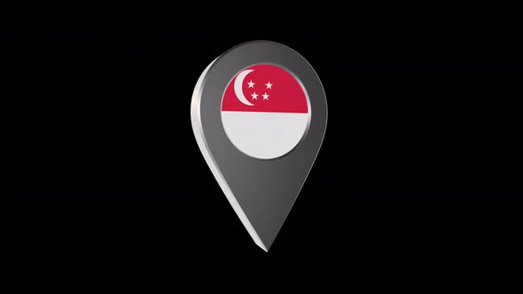 3d Animation Map Pointer With Singapore Flag With Alpha Channel- 4K alt