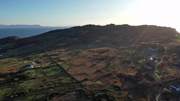 Aerial View of Teelin Next To the Slieve League Cliffs in County Donegal, Ireland alt