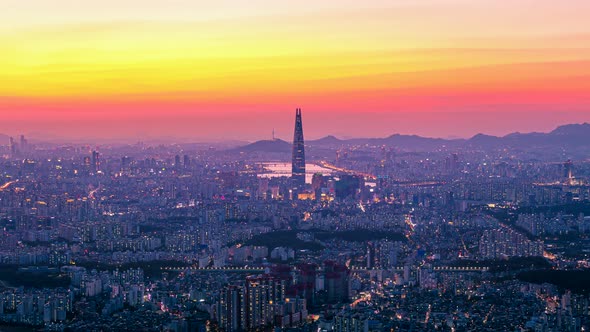 Sunset in Seoul City South Korea.