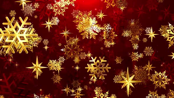 Golden Snowflakes on Red alt