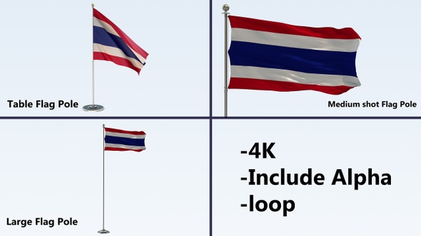 Thailand Flag Pole Pack 4k-Loop alt